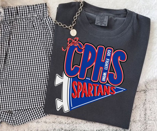 Spartans - CPHS/Royal Blue/Red (Spirit Pennant Mascots) - DTF