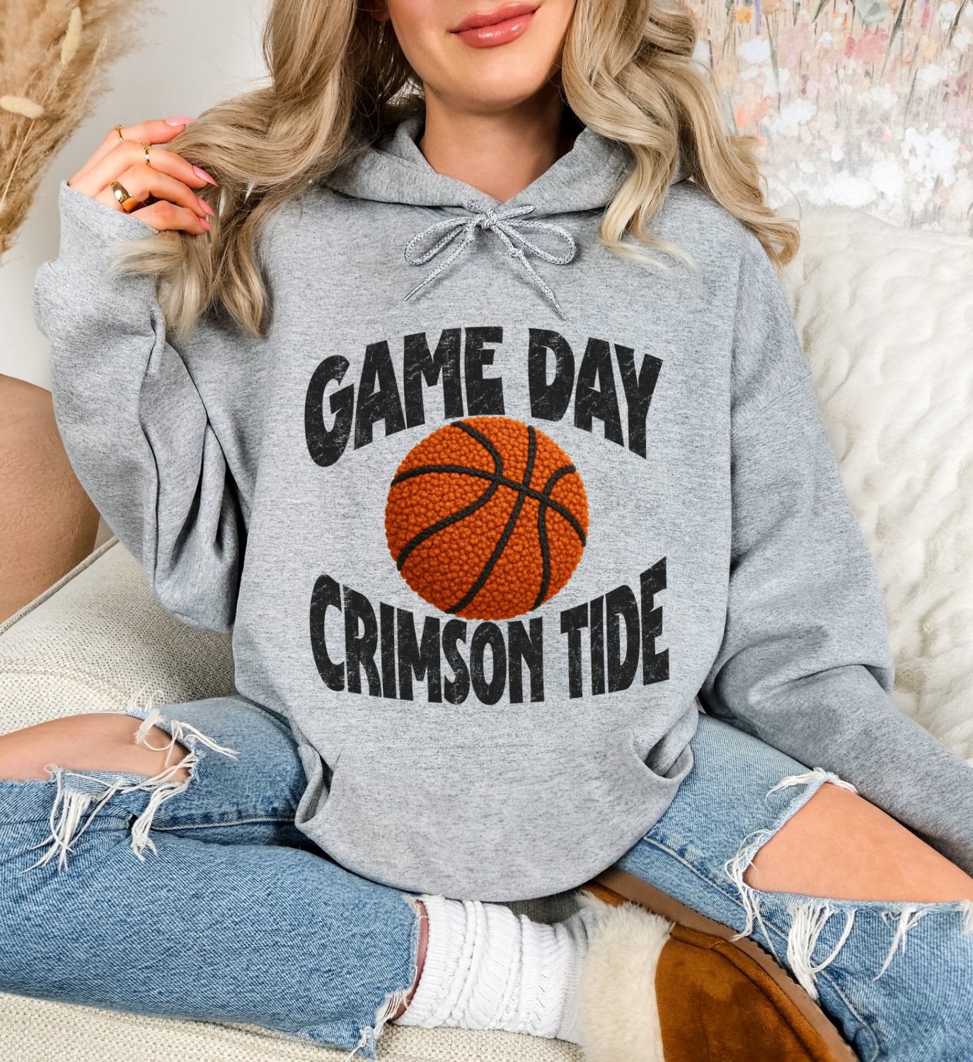 Crimson Tide (Faux Sherpa Game Day Basketball) - DTF