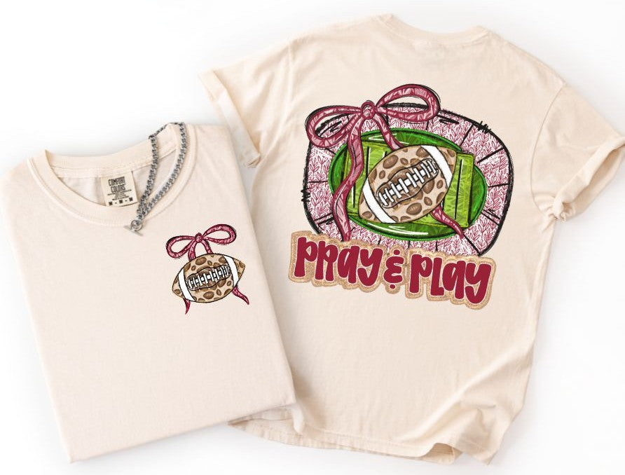 Pray and Play Football - Crimson (2-in-1 front/back design) - DTF