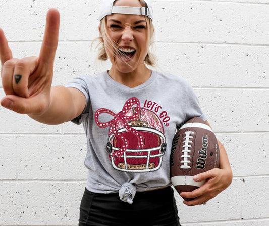 Lets Go Football Helmet (Crimson) - DTF