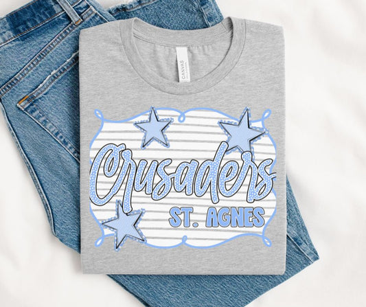 Crusaders - Columbia Blue/White (School Spirit Framed Mascot) - DTF