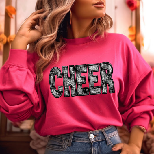 Cheer (faux diamond bling embroidered look) - DTF