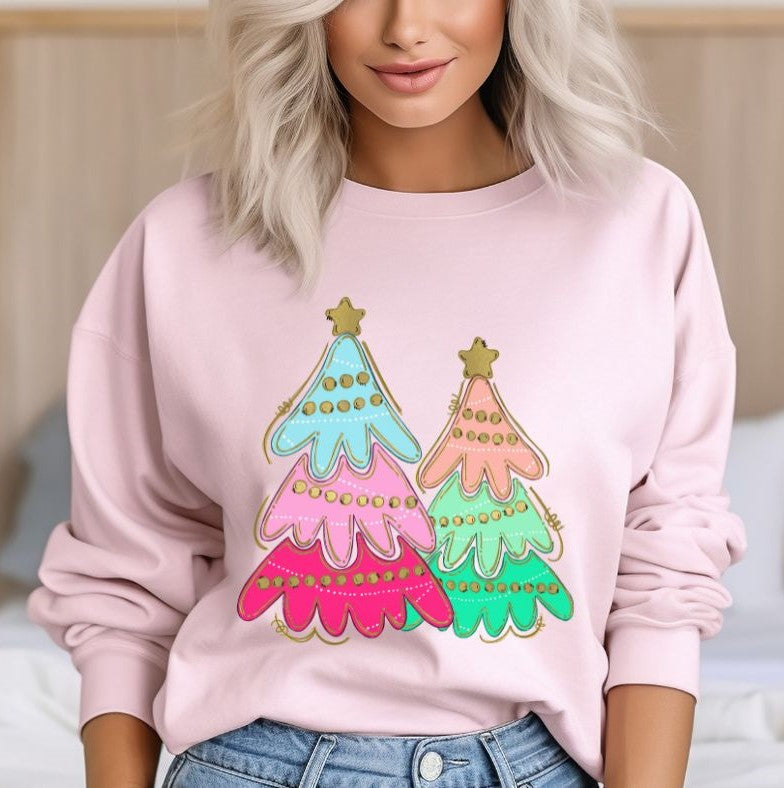 Christmas Trees (colorful and whimsical) - DTF