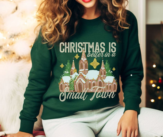 Christmas is better in a Small Town (Cream) - DTF