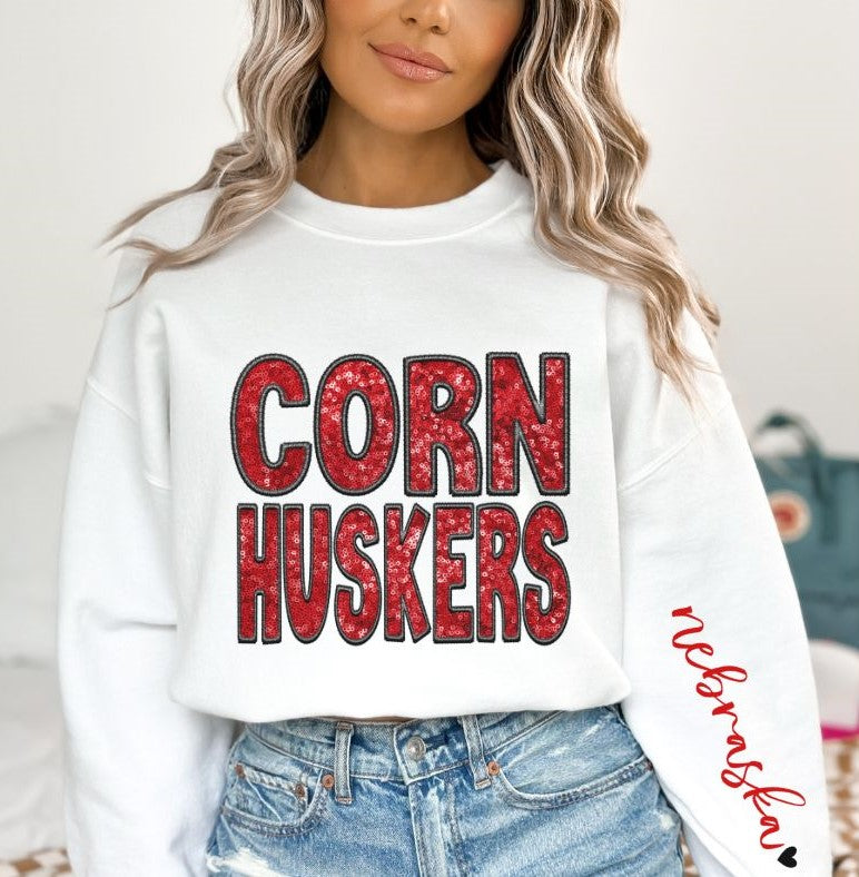Cornhuskers (Sequins/Embroidery look) - DTF