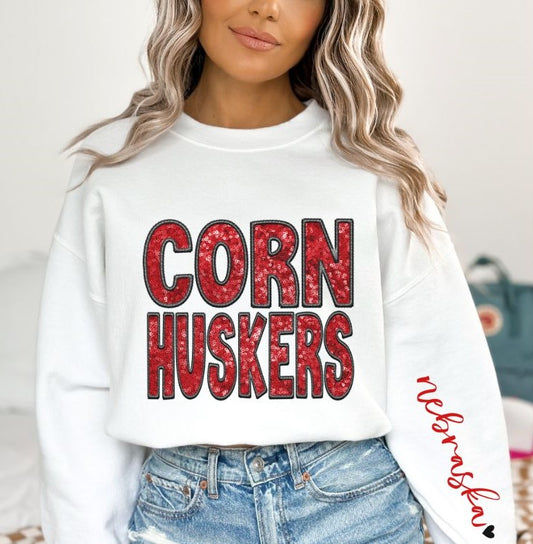 Cornhuskers (Sequins/Embroidery look) - DTF