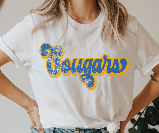 Cougars (retro shadow royal blue/yellow gold) - DTF