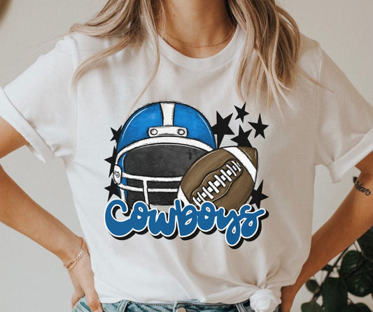 Cowboys Mascot (stars -  royal blue helmet) - DTF