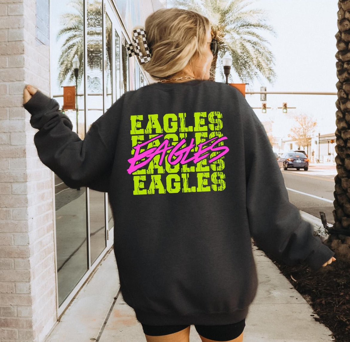 Eagles (bright yellow/pink stacked mascot) - DTF