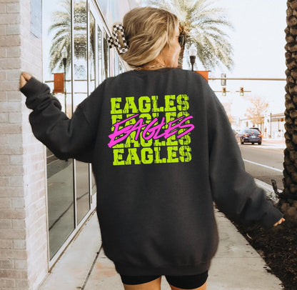 Eagles (bright yellow/pink stacked mascot) - DTF