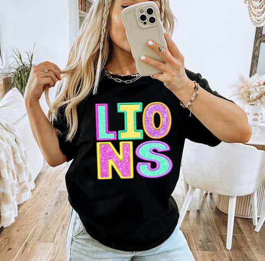 Lions (faux neon embroidered diamond) - DTF