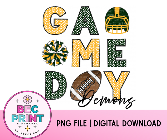 Demons - Dark Green/Yellow Gold (Game Day Football Collage) - Design PNG |  Digital Download | PNG file