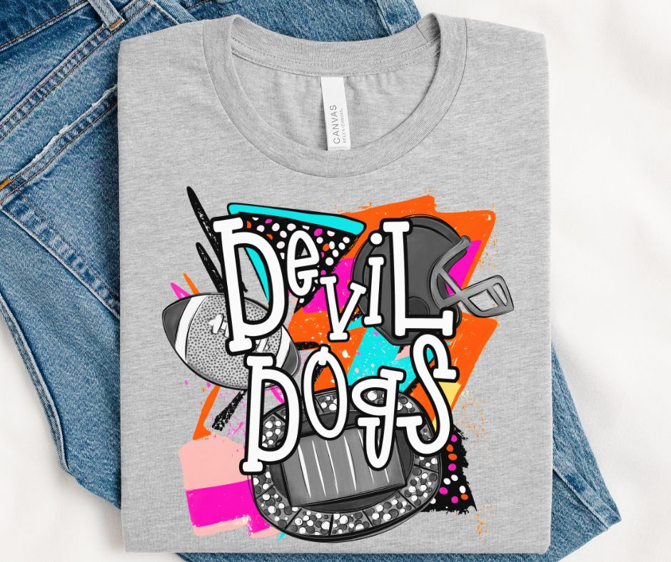 Devil Dogs (Bright Retro Football Mascot) - DTF