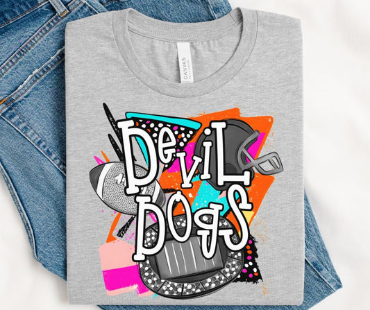 Devil Dogs (Bright Retro Football Mascot) - DTF