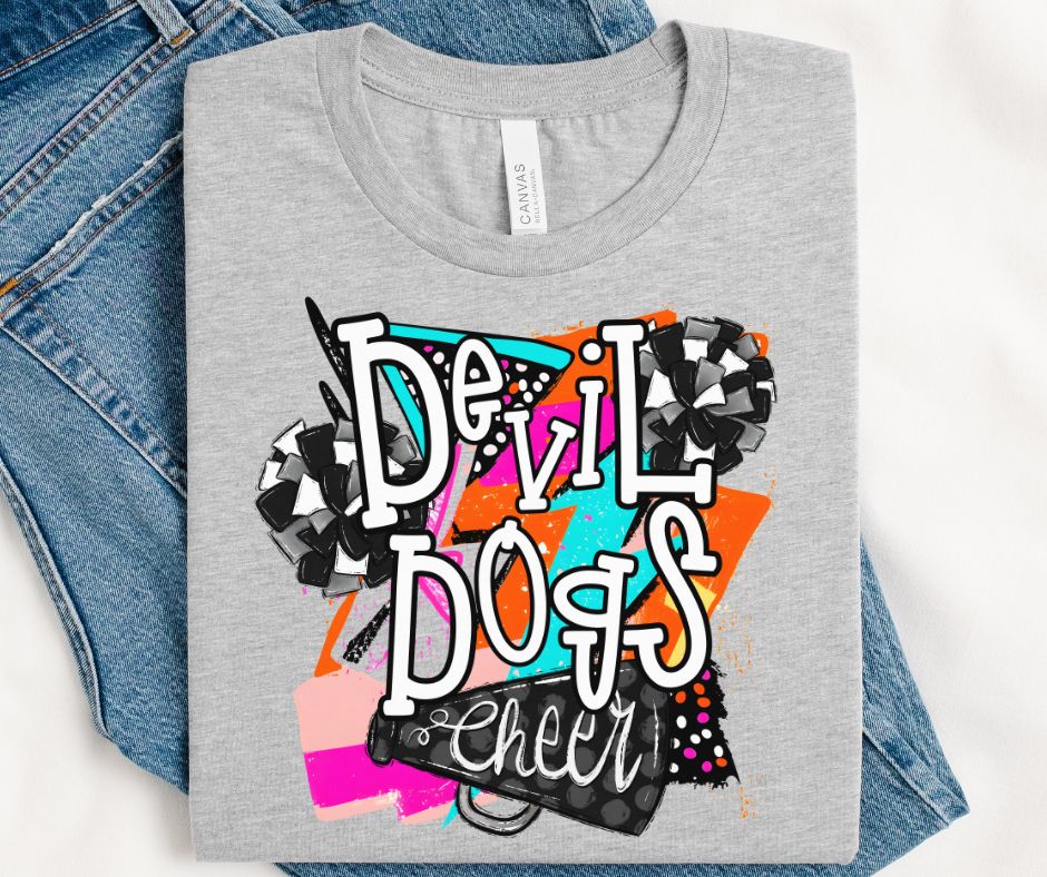Devil Dogs (Bright Retro Cheer Mascot) - DTF