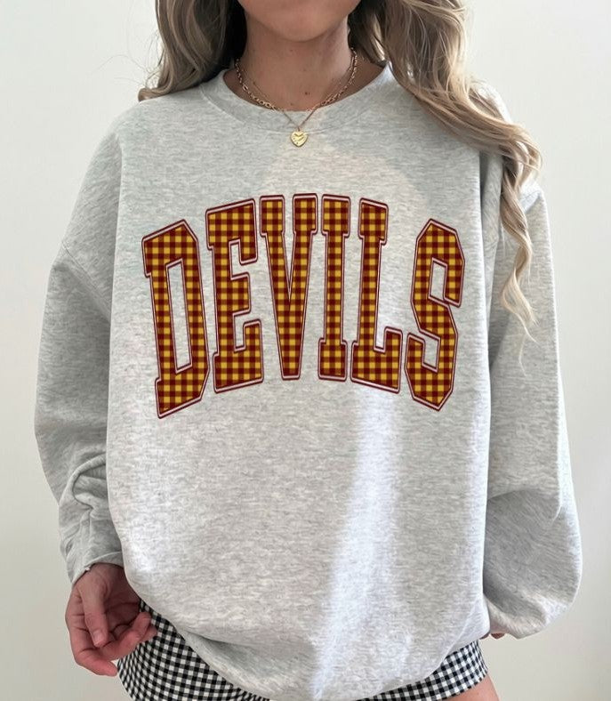 Devils (Gingham Varsity Arch Mascot) - DTF