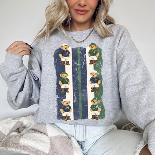 Polo Bear and Stripes Distressed - DTF