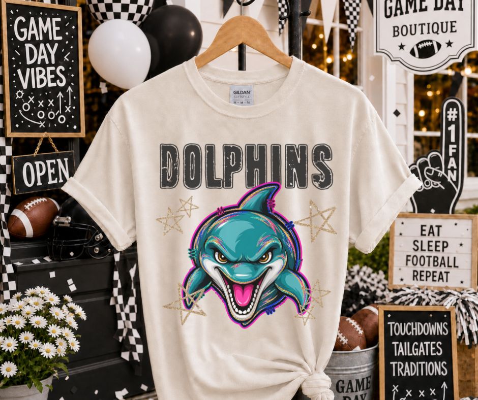 Dolphins (Grunge Varsity Mascot) - DTF