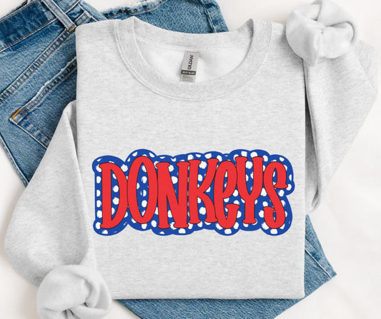 Donkeys - Red/Royal Blue (Polka Dot Stack Mascots) - DTF