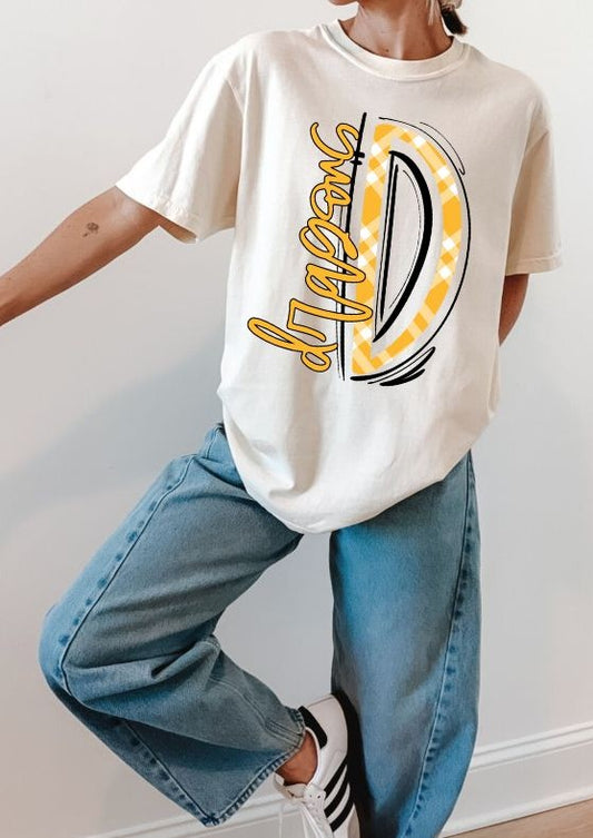 Dragons - D/Yellow Gold Plaid (Spaced Out School Spirit) - DTF