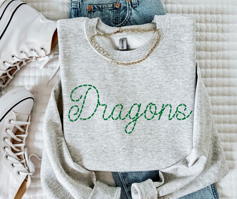 Dragons - Kelly Green (Stitched Mascot) - DTF