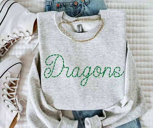 Dragons - Kelly Green (Stitched Mascot) - DTF