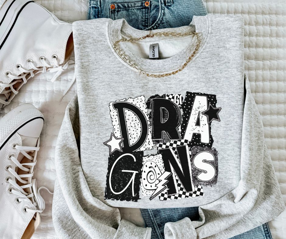 Dragons (BW Collage Mascot) - DTF