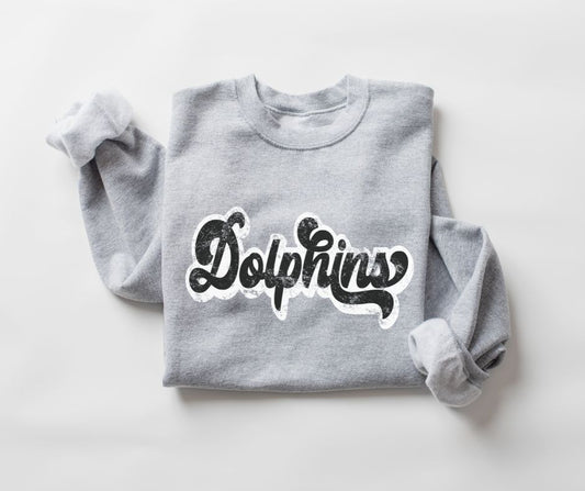 Dolphins (retro black and white) - DTF