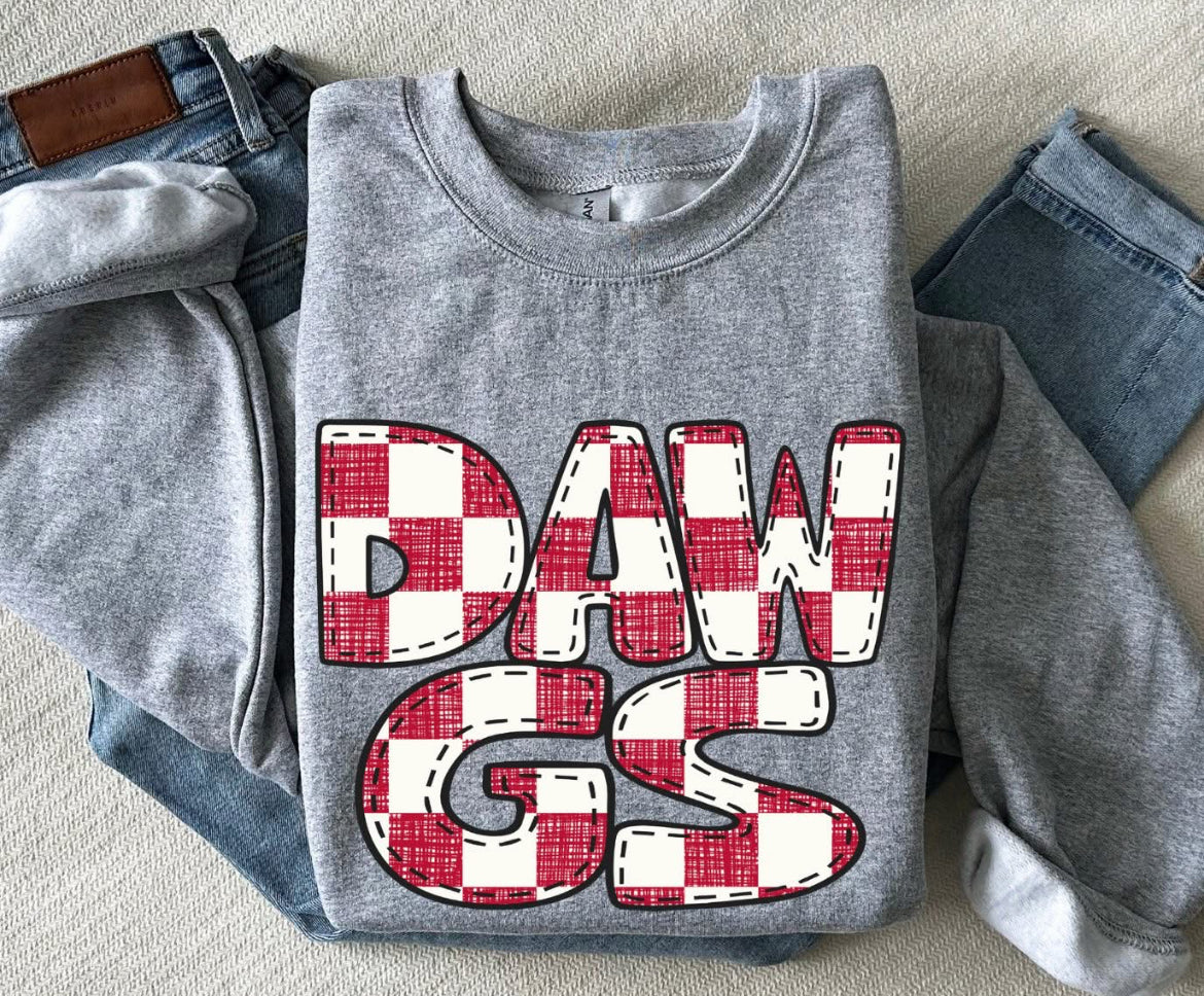 Dawgs (Bubble Stitch Distressed Checker) - DTF
