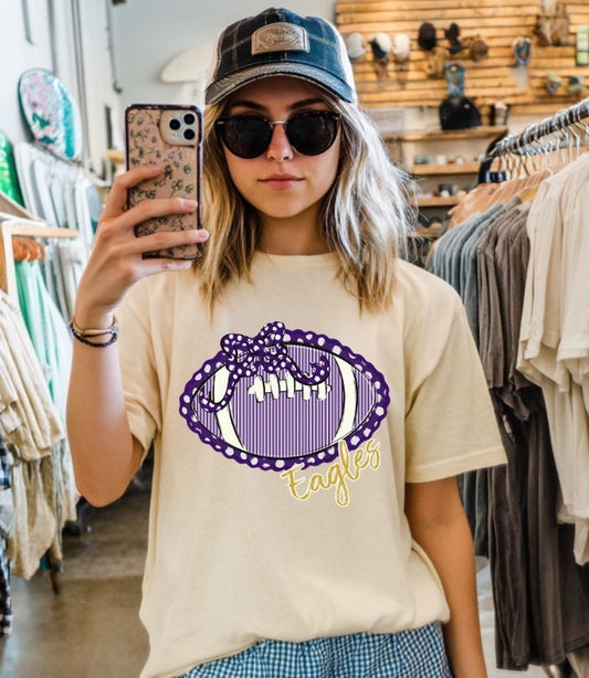 Eagles - Purple, Vegas Gold (Prepster Football/Bow Mascot) - DTF