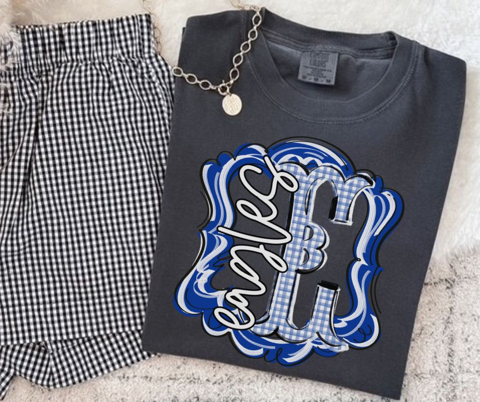Eagles - Royal Blue Gingham (Traditional Mascot) - DTF