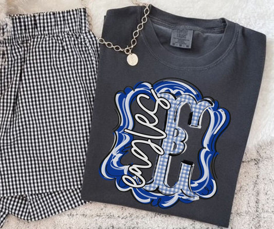 Eagles - Royal Blue Gingham (Traditional Mascot) - DTF