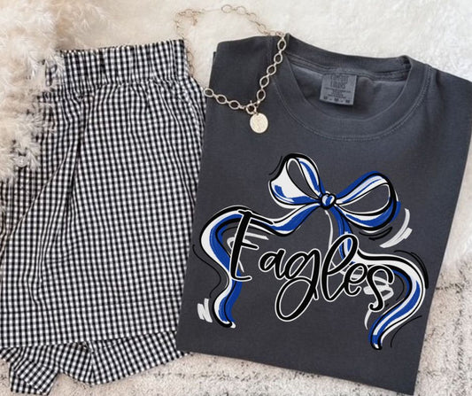 Eagles - Royal Blue/White (Ribbon Sports Bow School Spirit) - DTF
