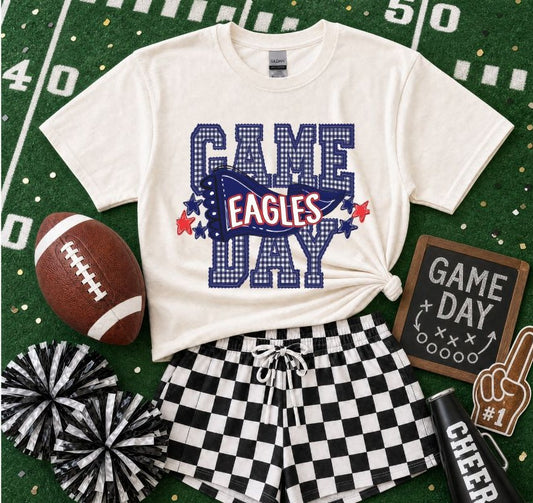 Eagles - Navy/Red (Preppy Game Day Pennant Mascot) - DTF