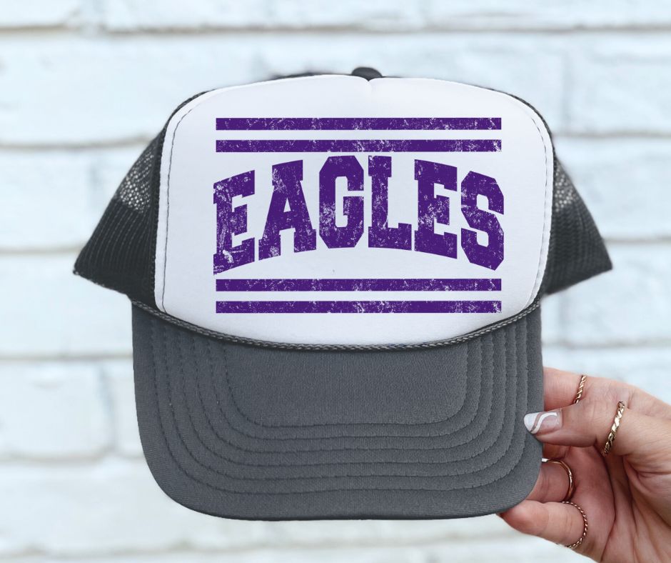 Eagles - Purple (Mascot Distressed Lines) - DTF