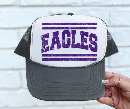 Eagles - Purple (Mascot Distressed Lines) - DTF