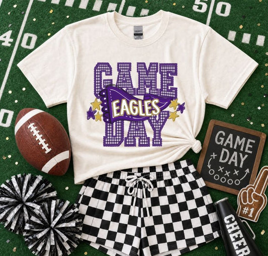 Eagles - Purple/Vegas Gold (Preppy Game Day Pennant Mascot) - DTF