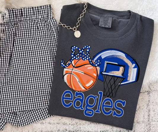 Eagles - Royal Blue (Basketball Bow Mascot) - DTF