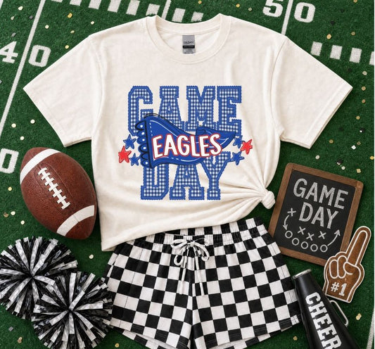 Eagles - Royal Blue/Red (Preppy Game Day Pennant Mascot) - DTF