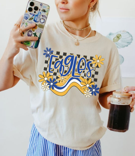 Eagles - Royal Blue/Yellow Gold (Boho Wave Team Colors Mascot) - DTF