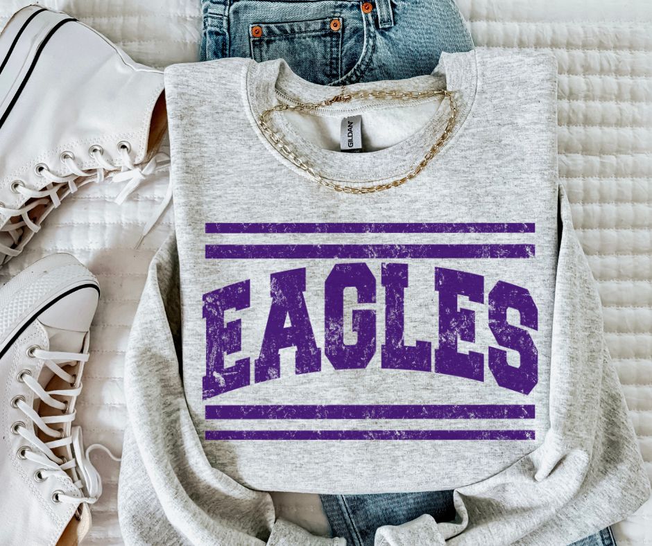 Eagles - Purple (Mascot Distressed Lines) - DTF