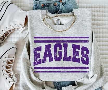 Eagles - Purple (Mascot Distressed Lines) - DTF