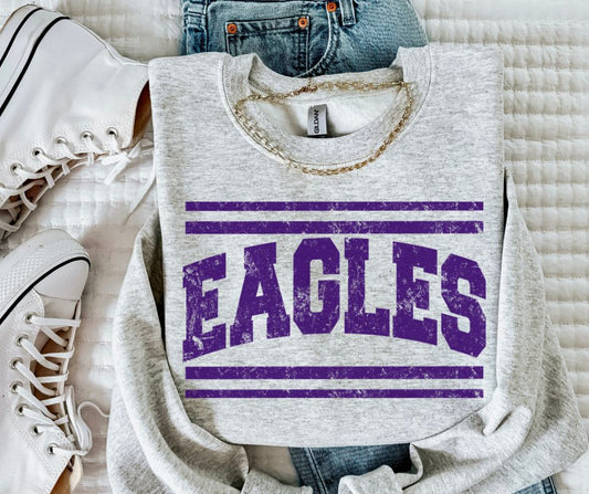 Eagles - Purple (Mascot Distressed Lines) - DTF
