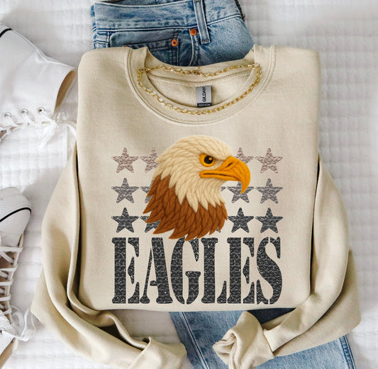 Eagles (Faux Yarn and Stars Mascot) - DTF