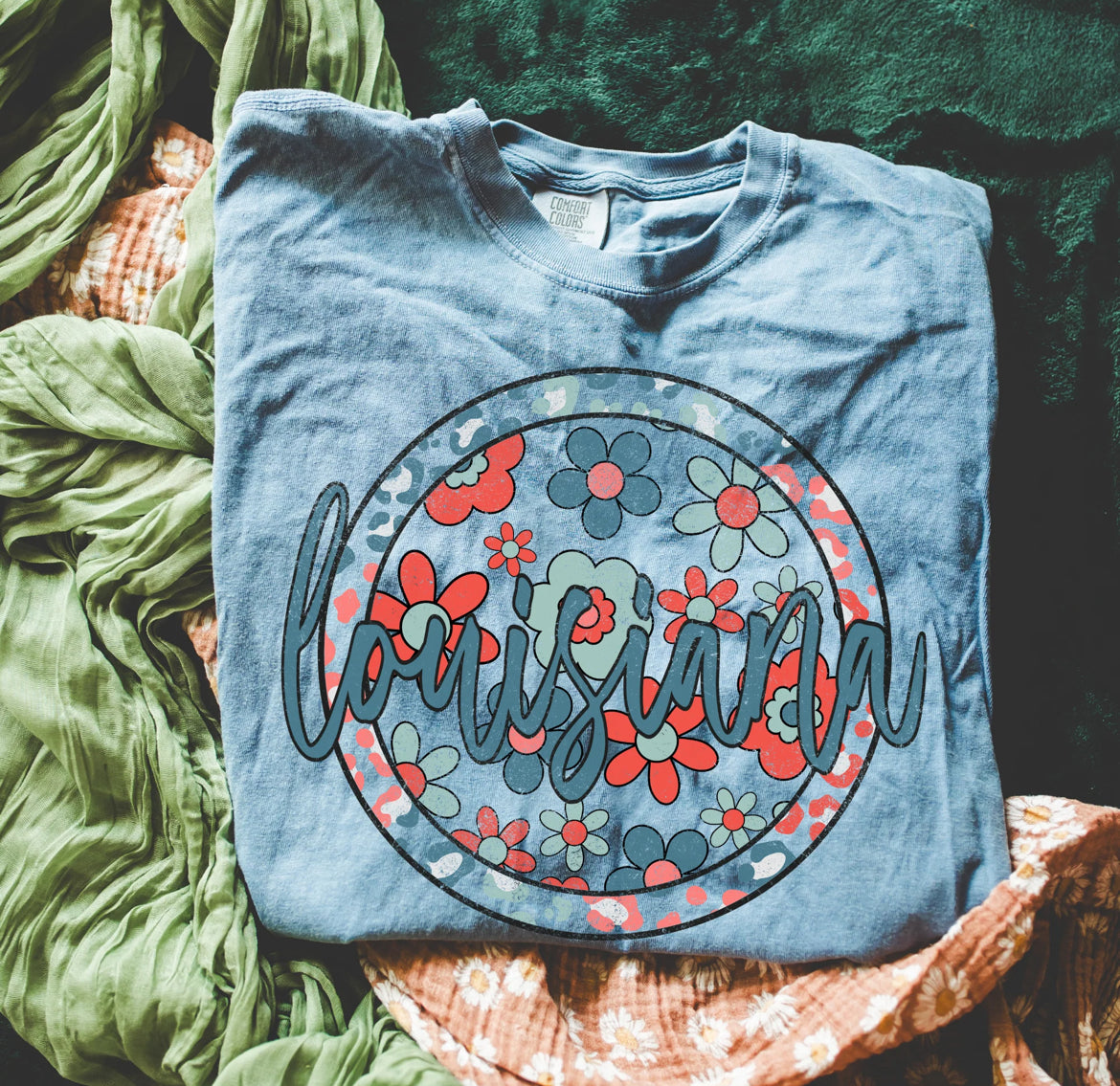 Louisiana (Patriotic Boho Floral State - transparent and non-transparent) - DTF