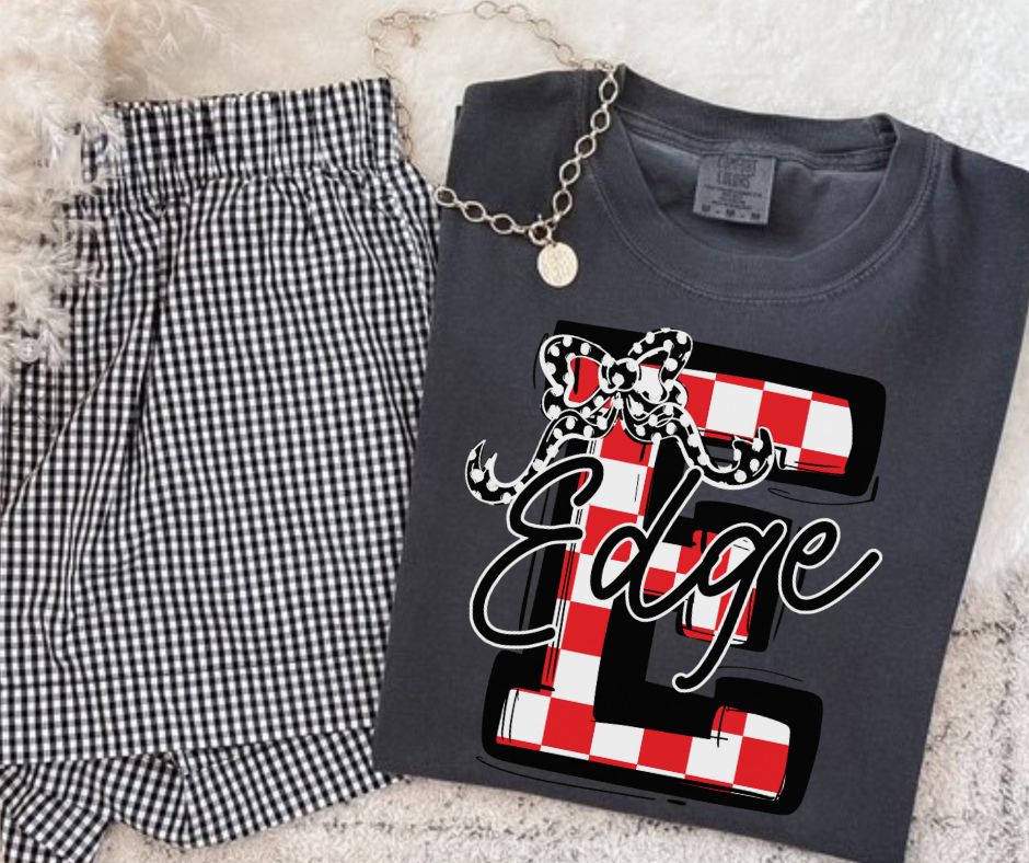 Edge - Red/Black (Checkered Coquette Mascot)  - DTF