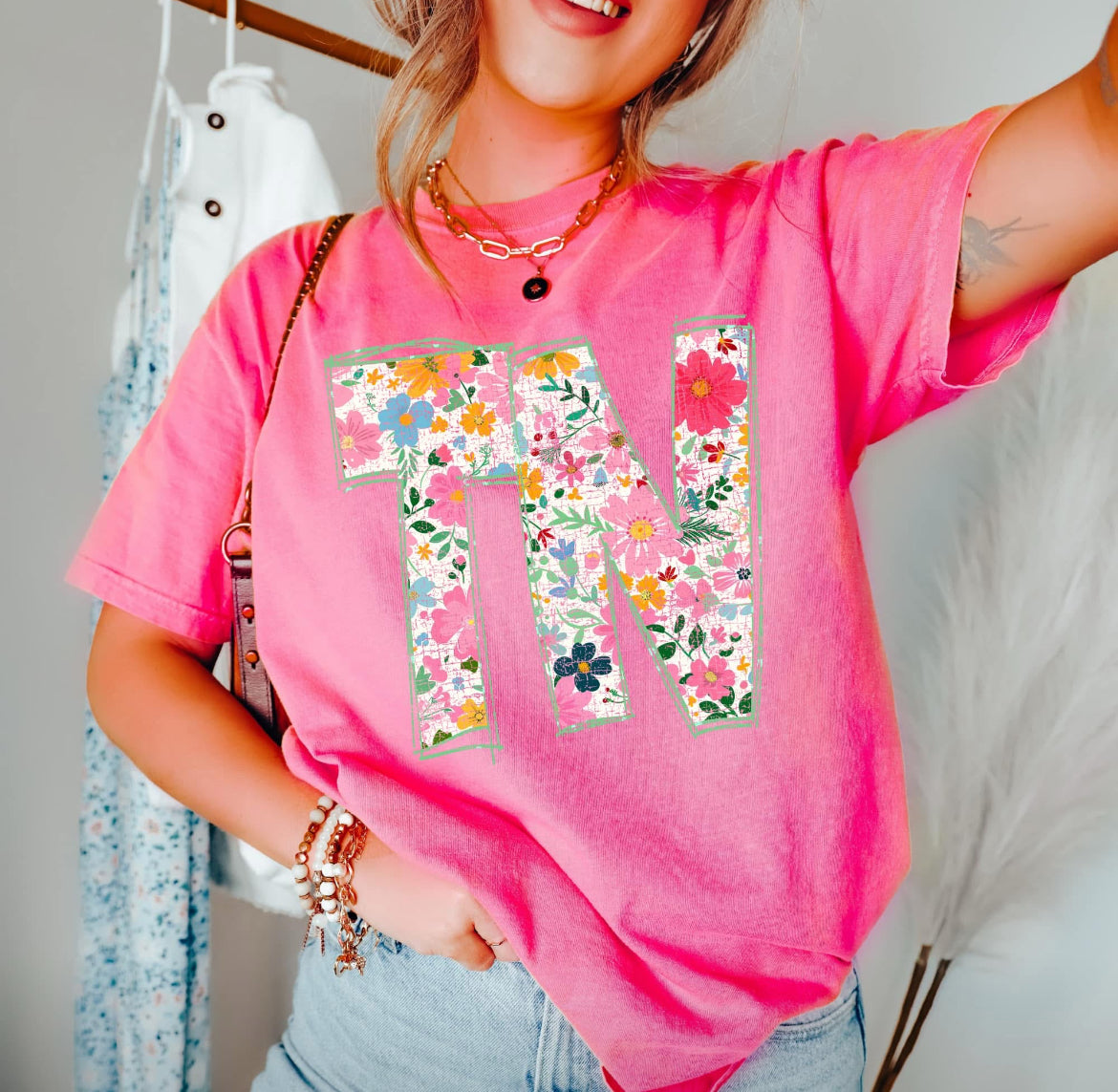 TN (Floral Doodle Distressed State) - DTF