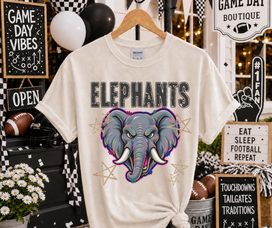 Elephants (Grunge Varsity Mascot) - DTF