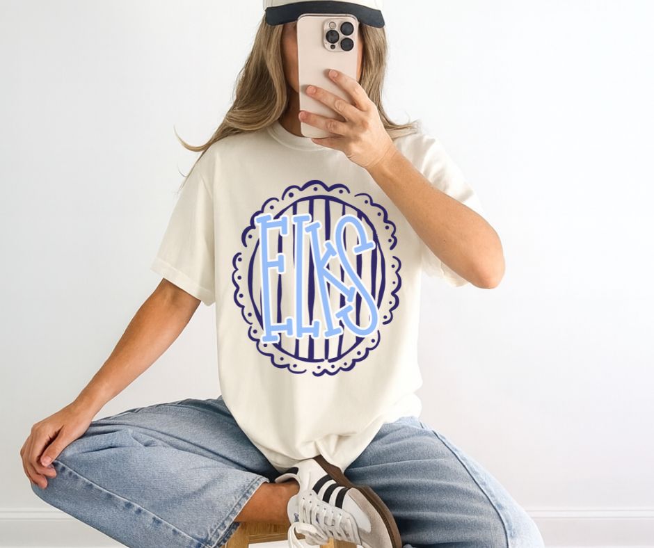 Elks - Navy/Columbia Blue (Spirit Stripes Mascot) - DTF