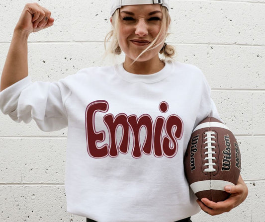 Ennis - Maroon (Funky Doodle Colored Mascot) - DTF